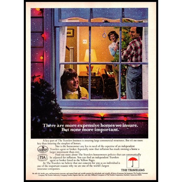 1981 The Travelers Insurance Company Vintage Print Ad Little Girl Christmas Tree - Picture 1 of 1